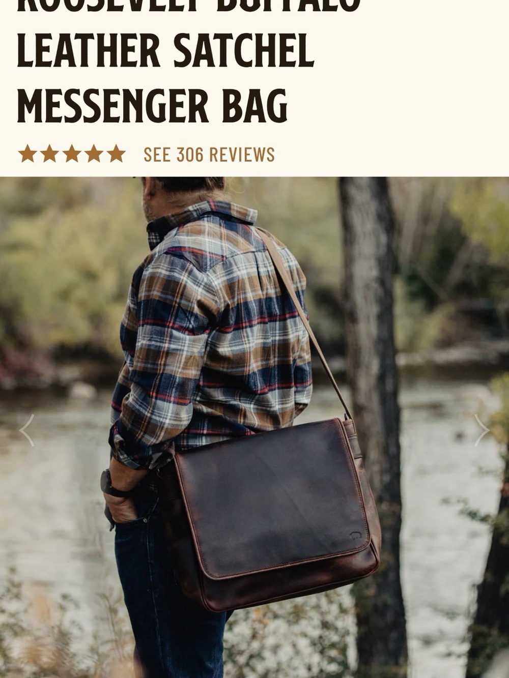 Roosevelt Buffalo Leather Messenger Bag - Dark Brown